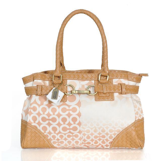Coach Knitted Logo Large Apricot Satchels ERV - Click Image to Close