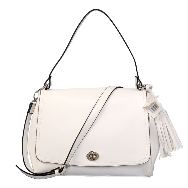 Coach Turnlock Medium White Shoulder Bags AYP - Click Image to Close