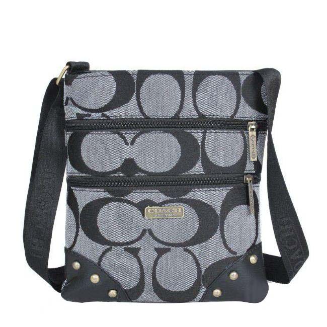 Coach Stud In Signature Small Grey Crossbody Bags DPZ - Click Image to Close