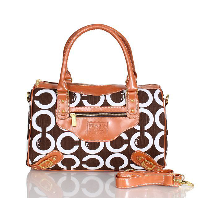 Coach Logo In Monogram Medium Brown Luggage Bags CED - Click Image to Close