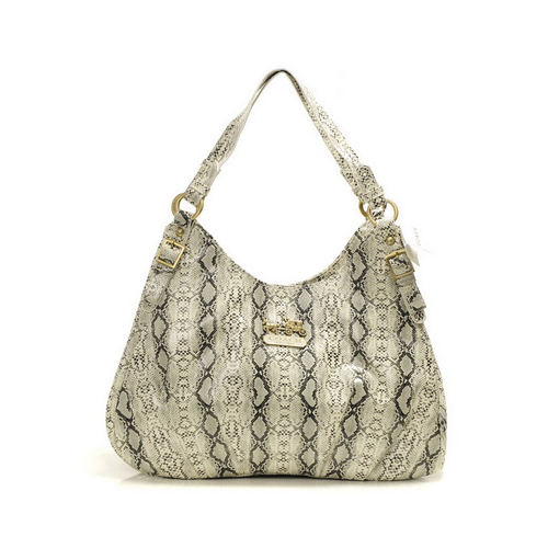 Coach Embossed Medium White Hobo DYF - Click Image to Close
