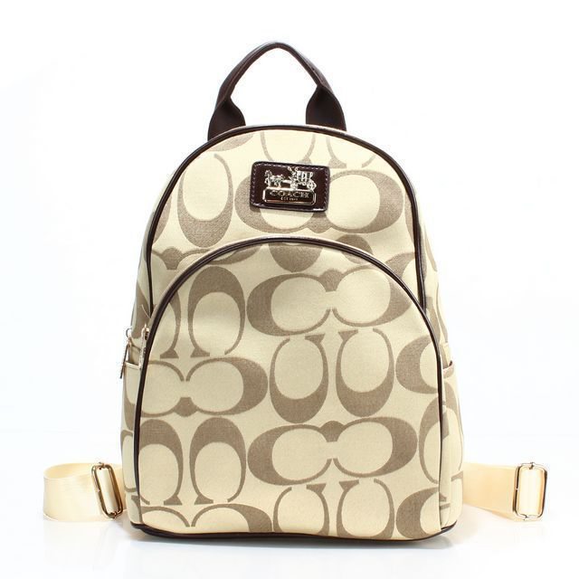 Coach Logo Monogram Small Apricot Coffee Backpacks FCH - Click Image to Close