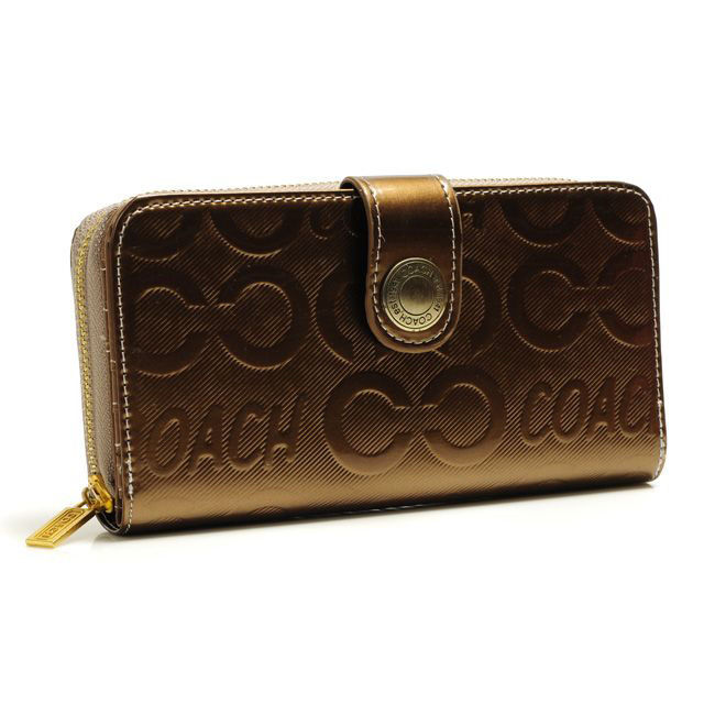 Coach Logo Large Gold Wallets BCP - Click Image to Close