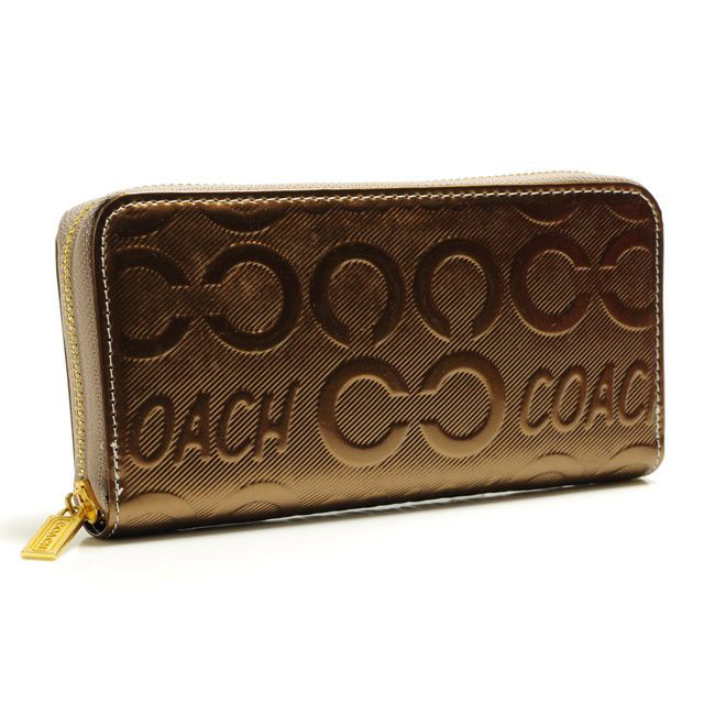 Coach Logo Large Gold Wallets BCV - Click Image to Close