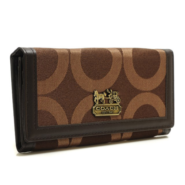 Coach Legacy Legacy Logo Signature Large Coffee Wallets BRU - Click Image to Close