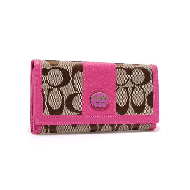 Coach Legacy Slim Envelope in Signature Large Pink Wallets BLO - Click Image to Close