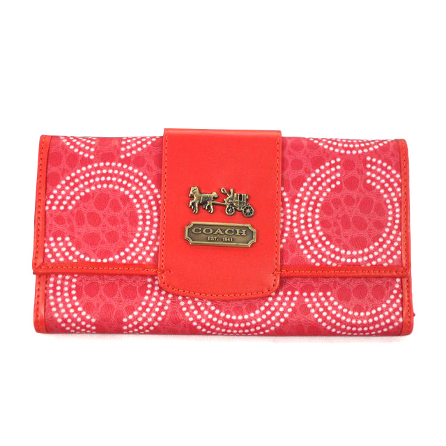 Coach Dot Logo Large Red Wallets ECX - Click Image to Close
