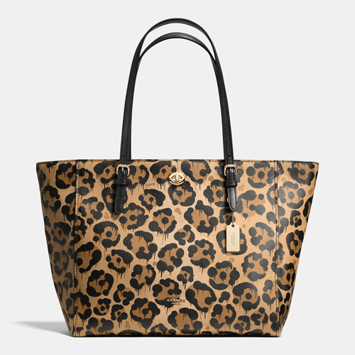 Coach Outlet Turnlock Tote In Wild Beast Print Leather - Click Image to Close