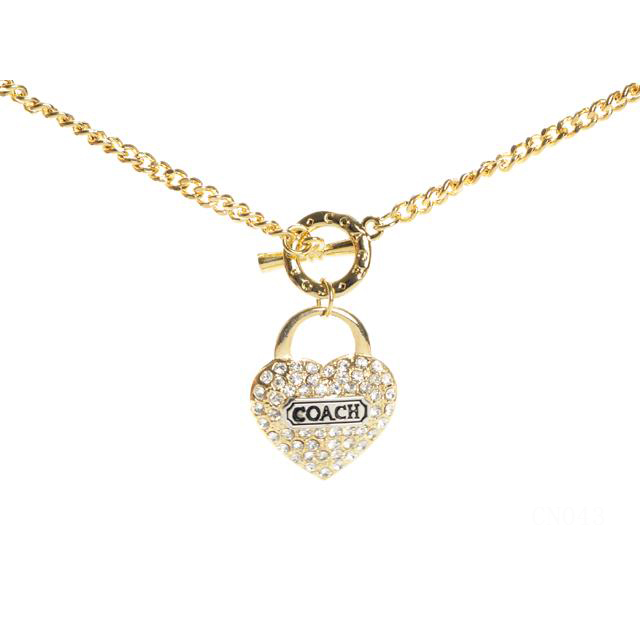 Coach Shine Heart Gold Necklaces CXU - Click Image to Close