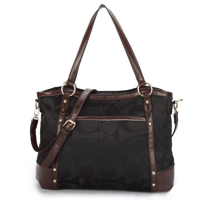 Coach Legacy Logo In Signature Large Black Totes BPH - Click Image to Close