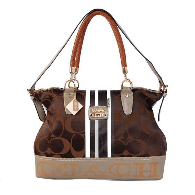 Coach Braided In Signature Large Coffee Totes BFR - Click Image to Close